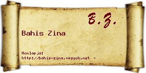 Bahis Zina névjegykártya